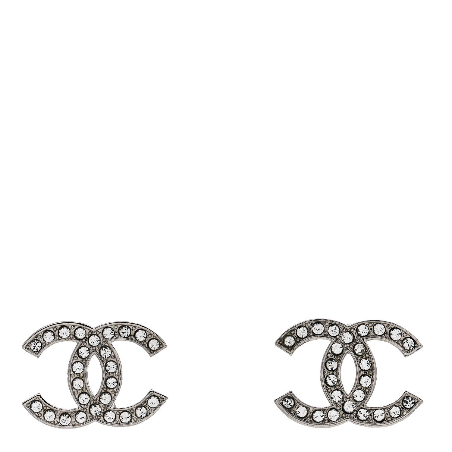 Chanel Crystal CC Earrings Silver 1 of 5