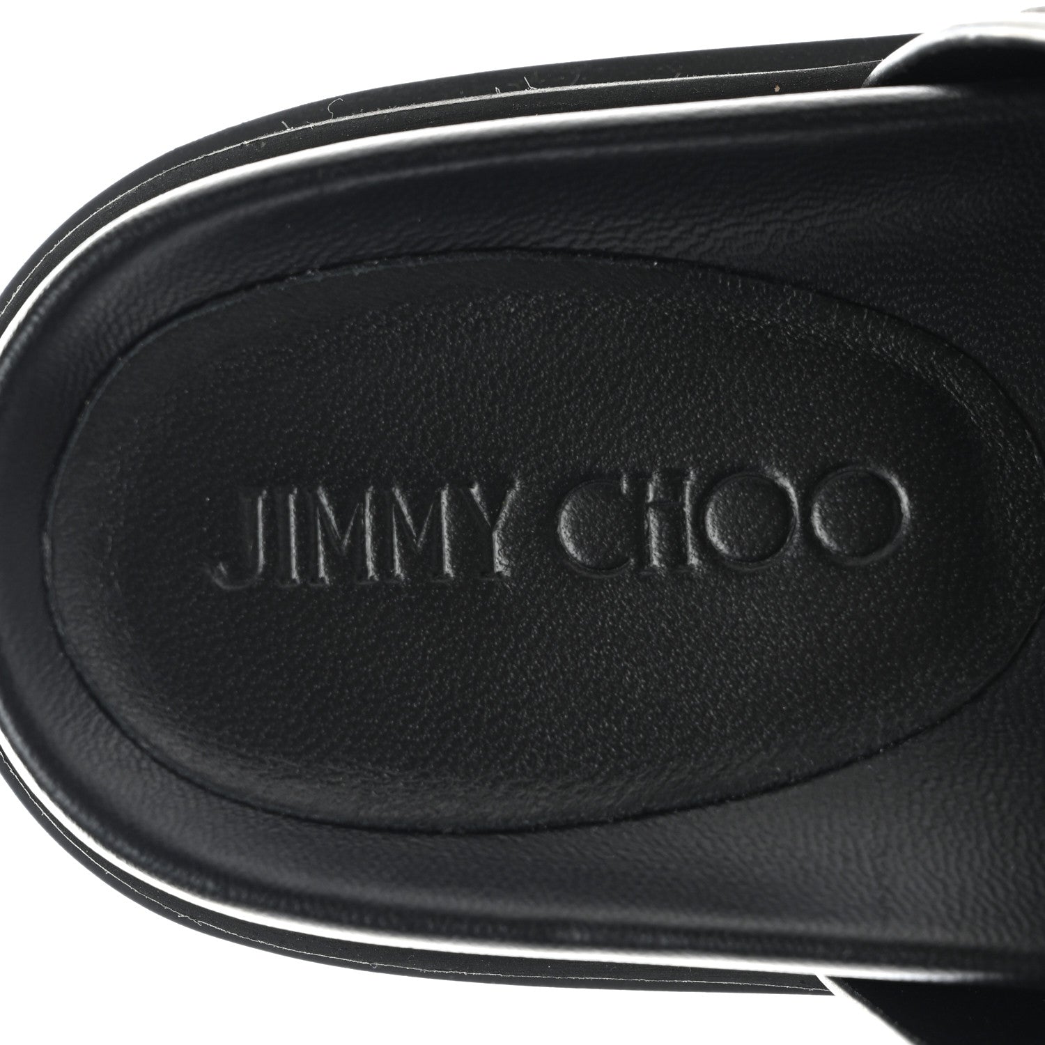Jimmy Choo Calfskin Crystal Embellished Marga Slide Sandals 37 Black 7 of 8