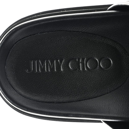 Jimmy Choo Calfskin Crystal Embellished Marga Slide Sandals 37 Black 7 of 8