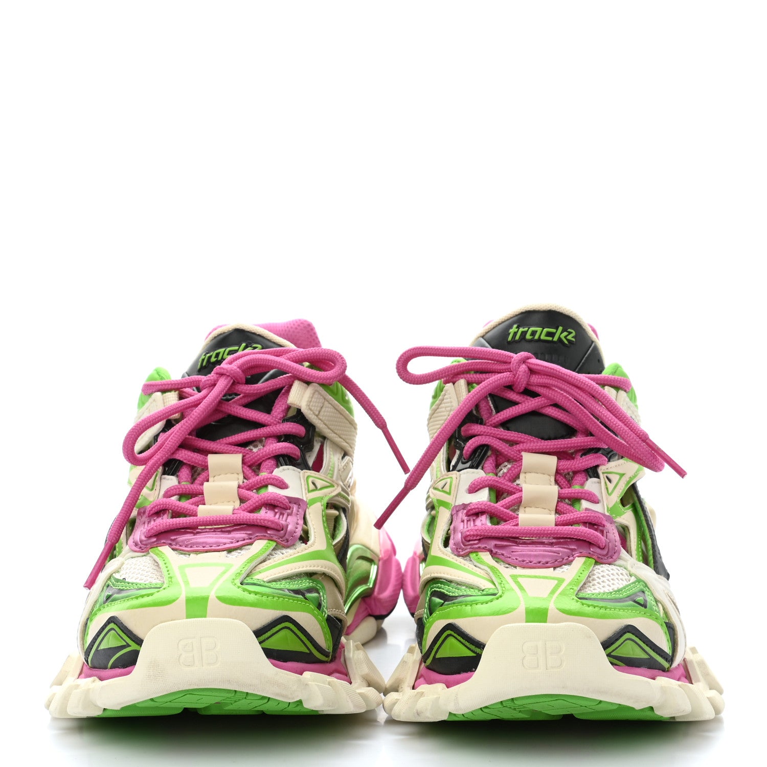 Balenciaga Rubber Mesh Bi-Color Womens Track.2 Open Sneakers 38 White Green Pink 2 of 10