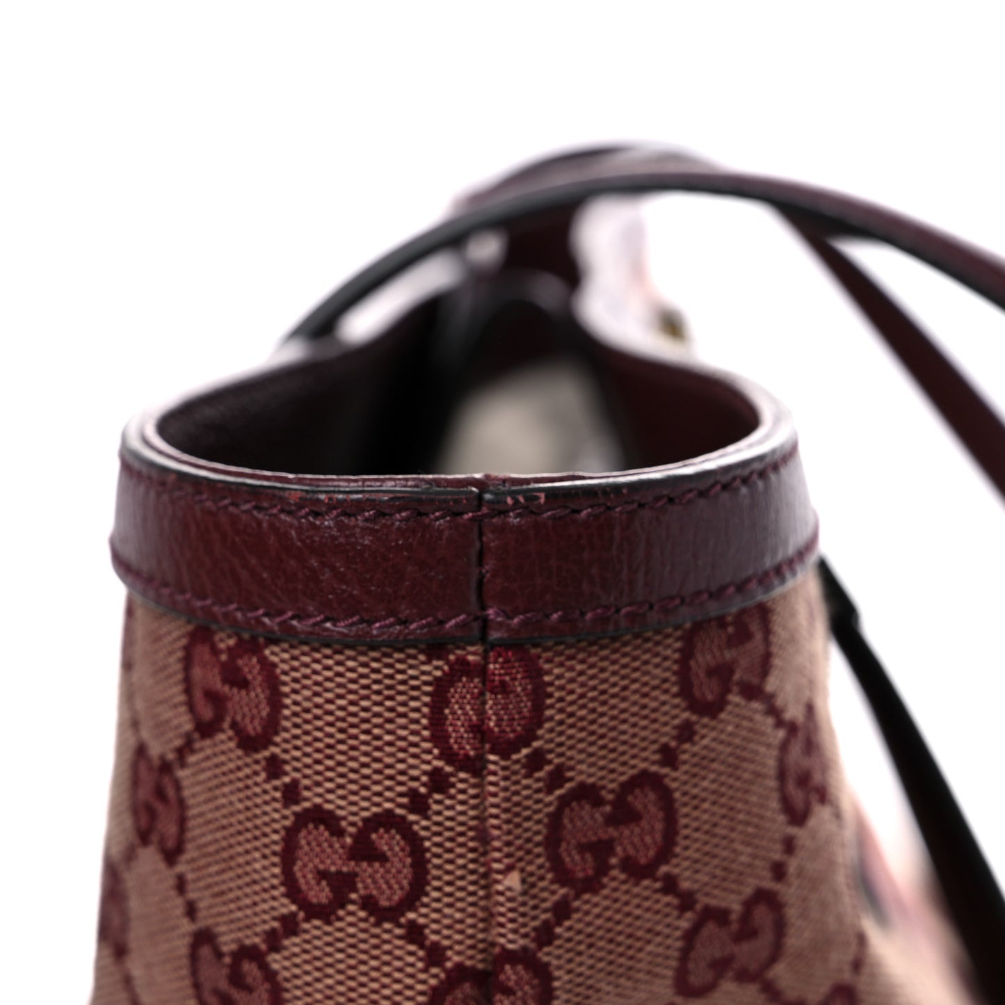 Monogram Textured Dollar Calfskin Web Medium Ophidia Shopping Tote Sahara Rubino Chardonnay