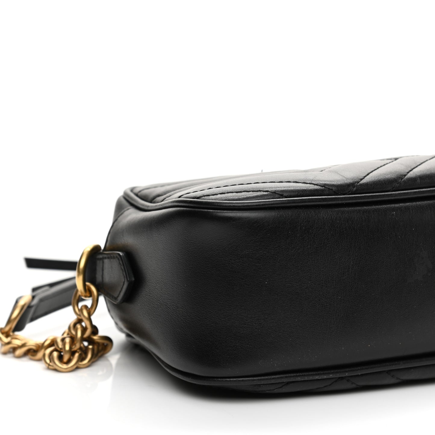 Calfskin Matelasse Small GG Marmont Chain Shoulder Bag Black