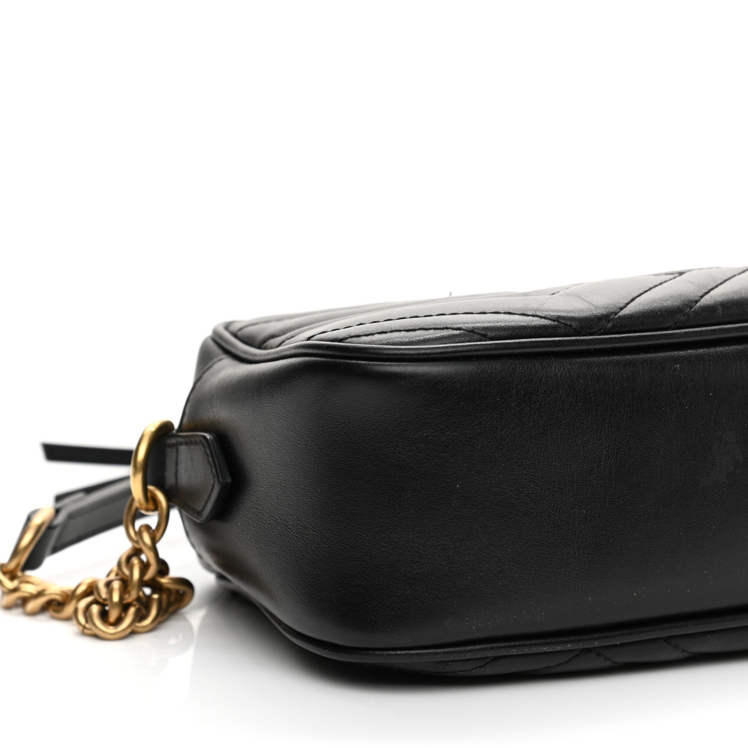 Gucci Calfskin Matelasse Small GG Marmont Chain Shoulder Bag Black 9 of 11