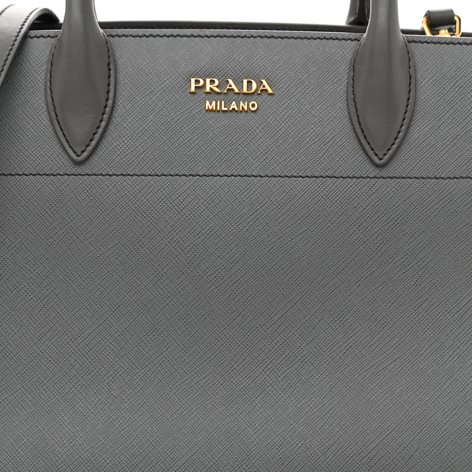 Prada Saffiano City Calfskin Medium Bibliothèque Top Handle Mercurio 10 of 12