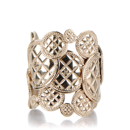Chanel Metal Quilted Coin CC Cuff Gold 1 of 5