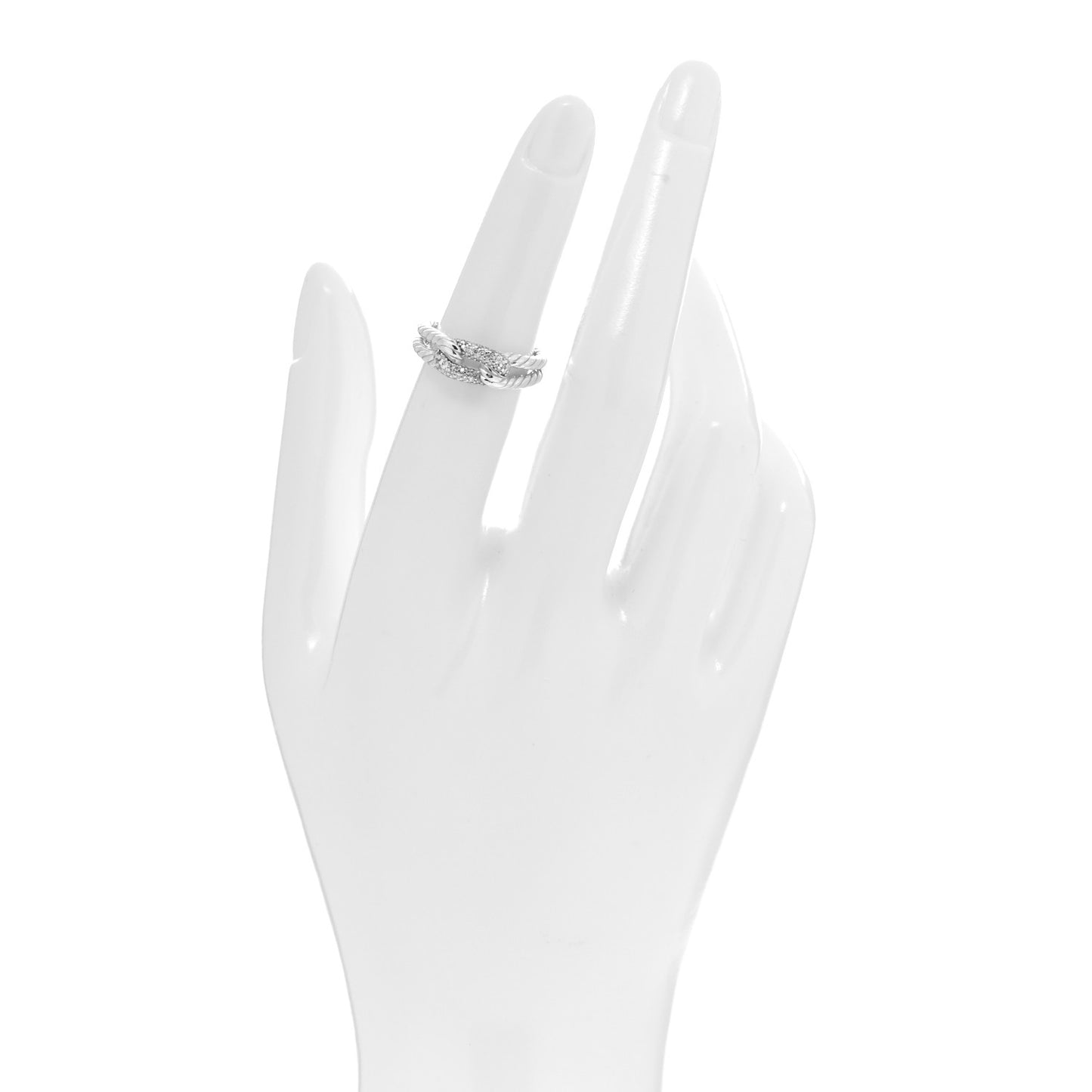 Sterling Silver Diamond Pave Petite Single Loop Labyrinth Ring 52 6