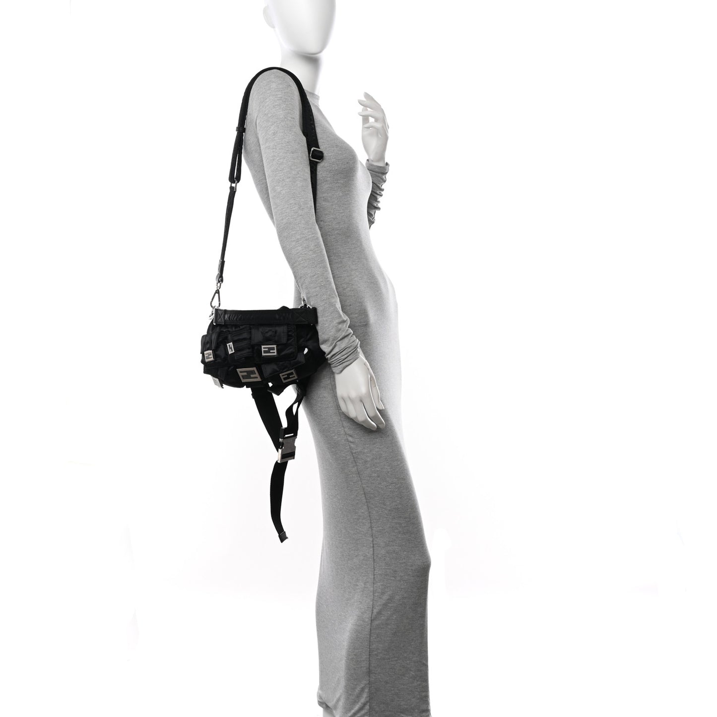 Econyl Cuoio Romano Multipocket Baguette Black