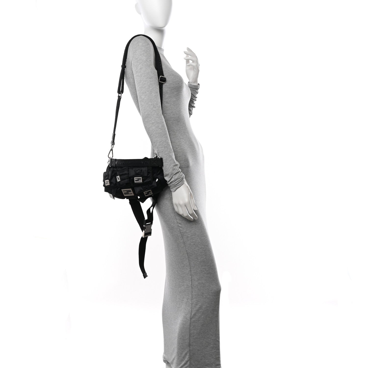 Fendi Econyl Cuoio Romano Multipocket Baguette Black 2 of 9