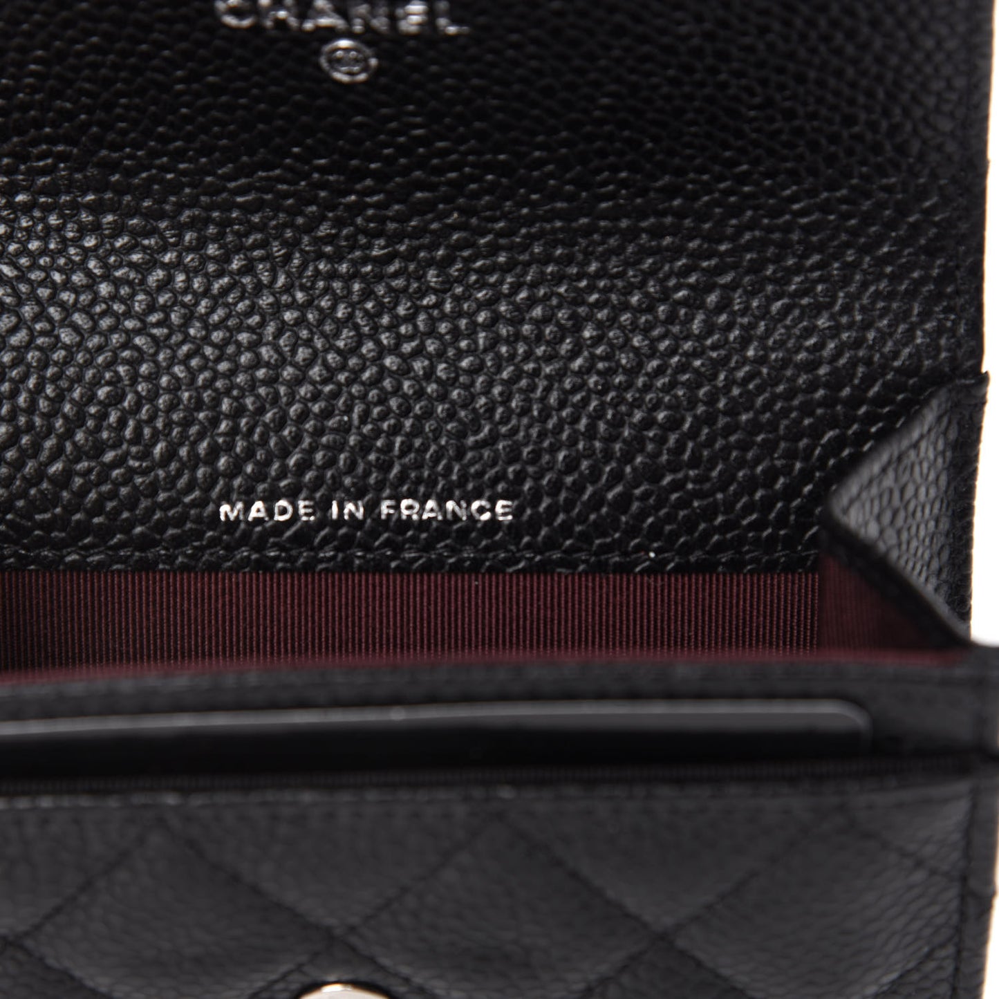 Caviar Quilted Flap Card Holder Wallet Black