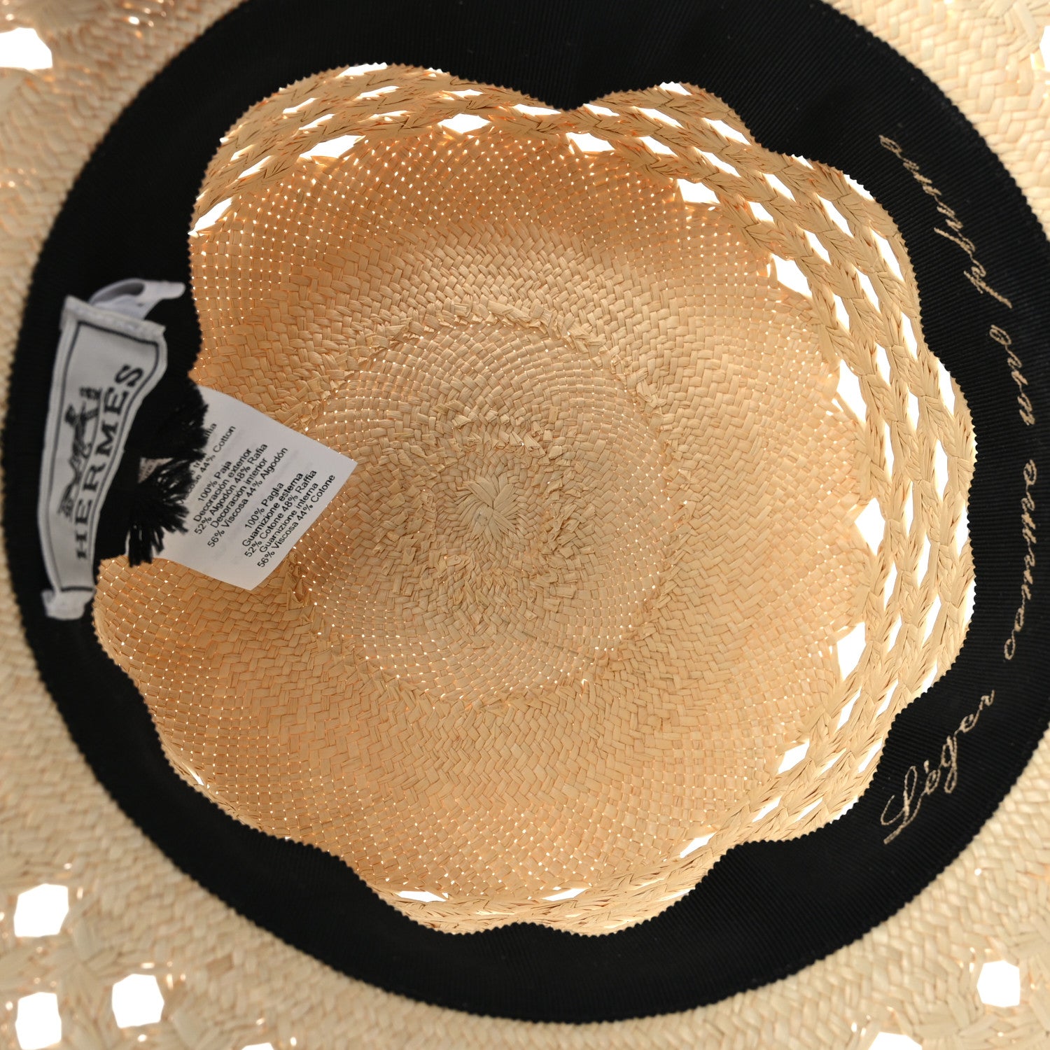 Hermes Straw Panama Elenora Hat 57 Naturel Black 7 of 8