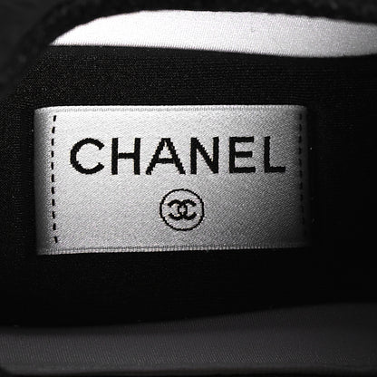 Chanel Mesh Suede Calfskin Grained Calfskin Womens CC Sneakers 37.5 White Black 7 of 7