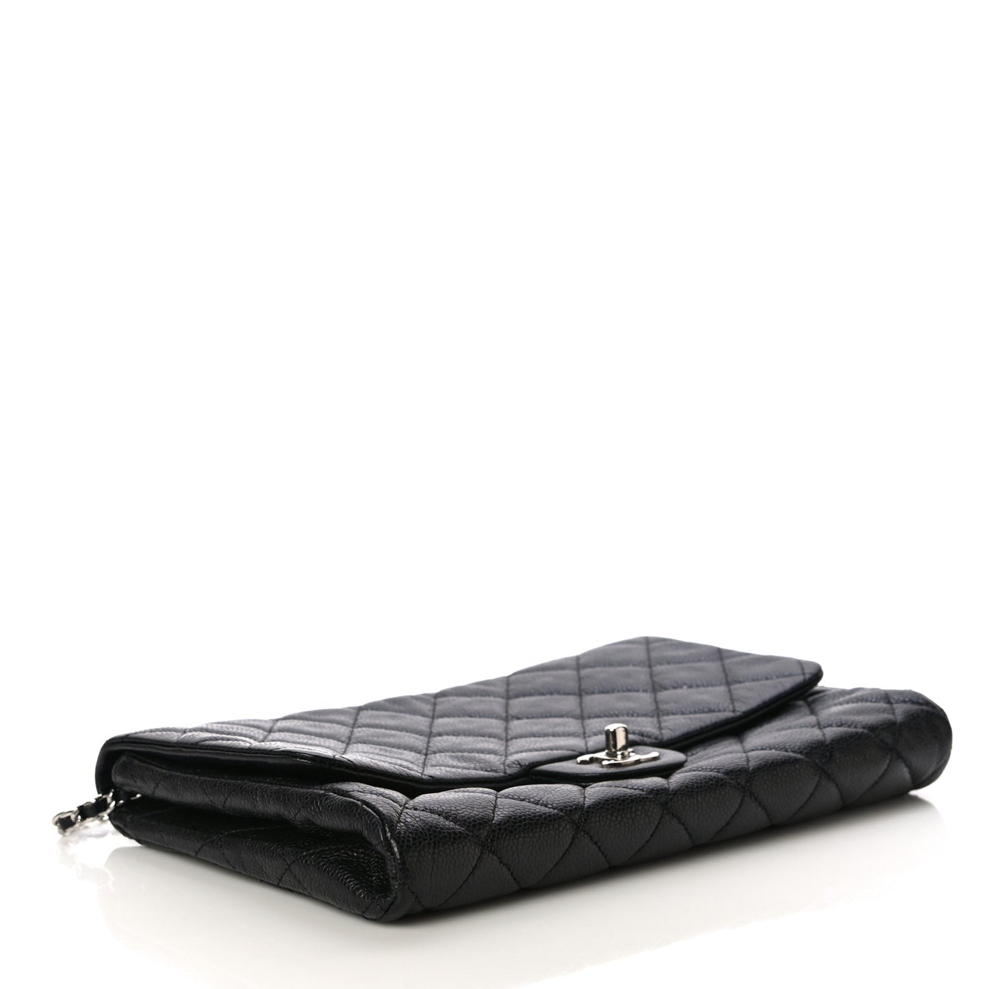 Caviar Quilted Clutch With Chain Flap Black