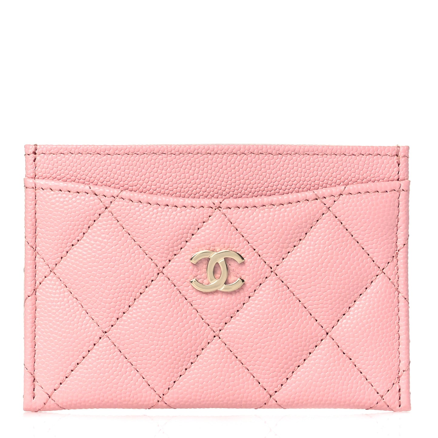 Caviar Quilted Card Holder Pink