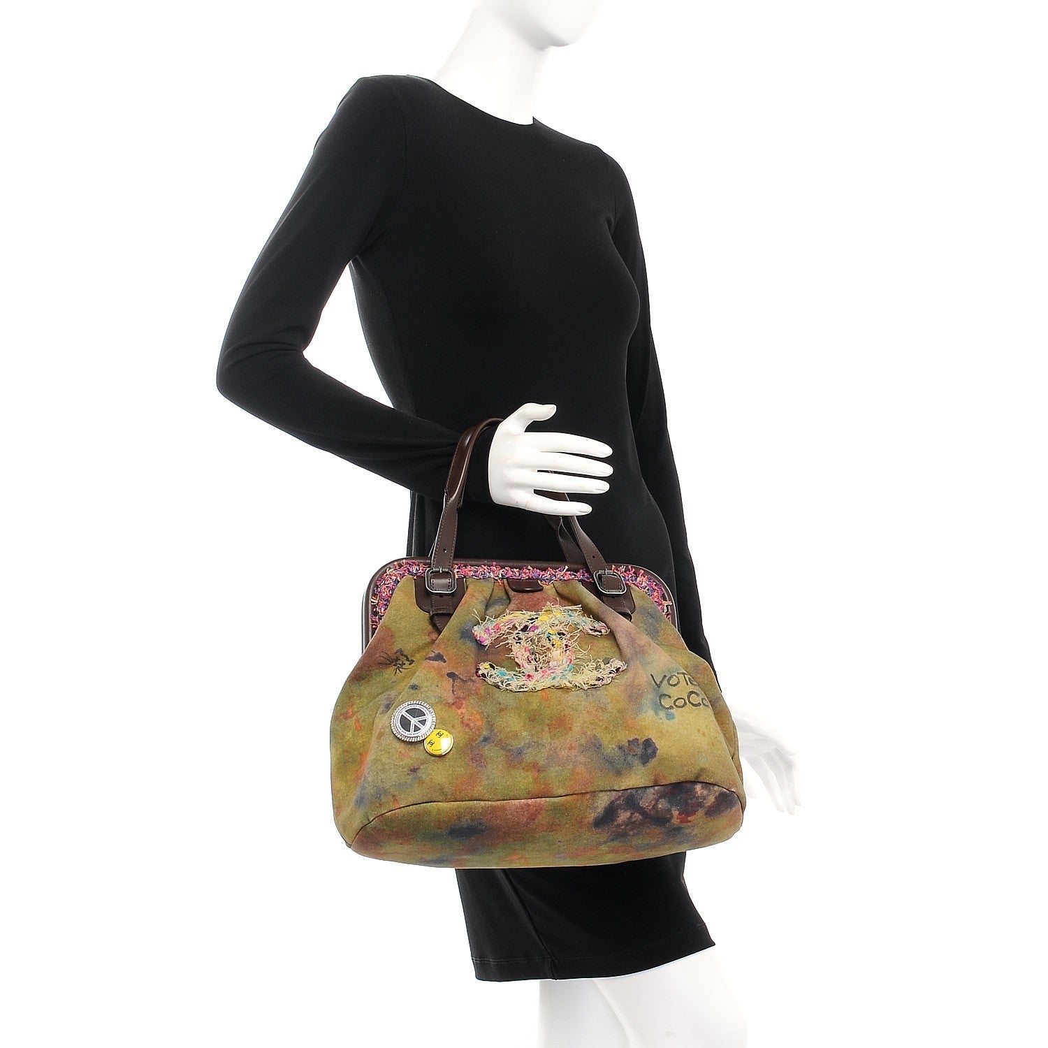 Chanel Washed Toile Graffiti On The Pavements Bowler Khaki Multicolor 2 of 7
