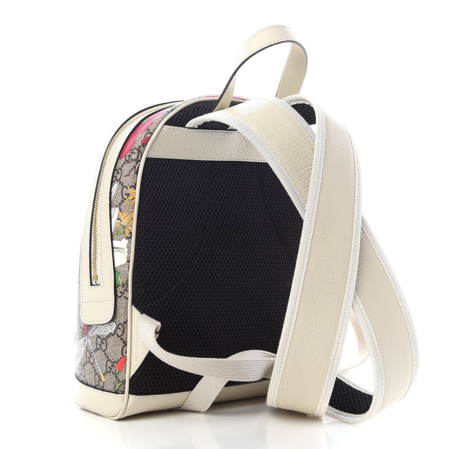 GG Supreme Monogram Flora Web Small Ophidia Day Backpack White