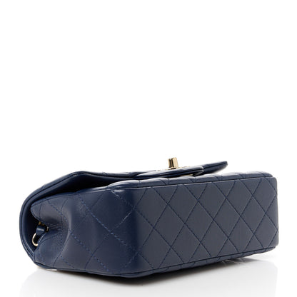 Chanel Lambskin Quilted Mini Rectangular Flap Dark Navy Blue 4 of 11