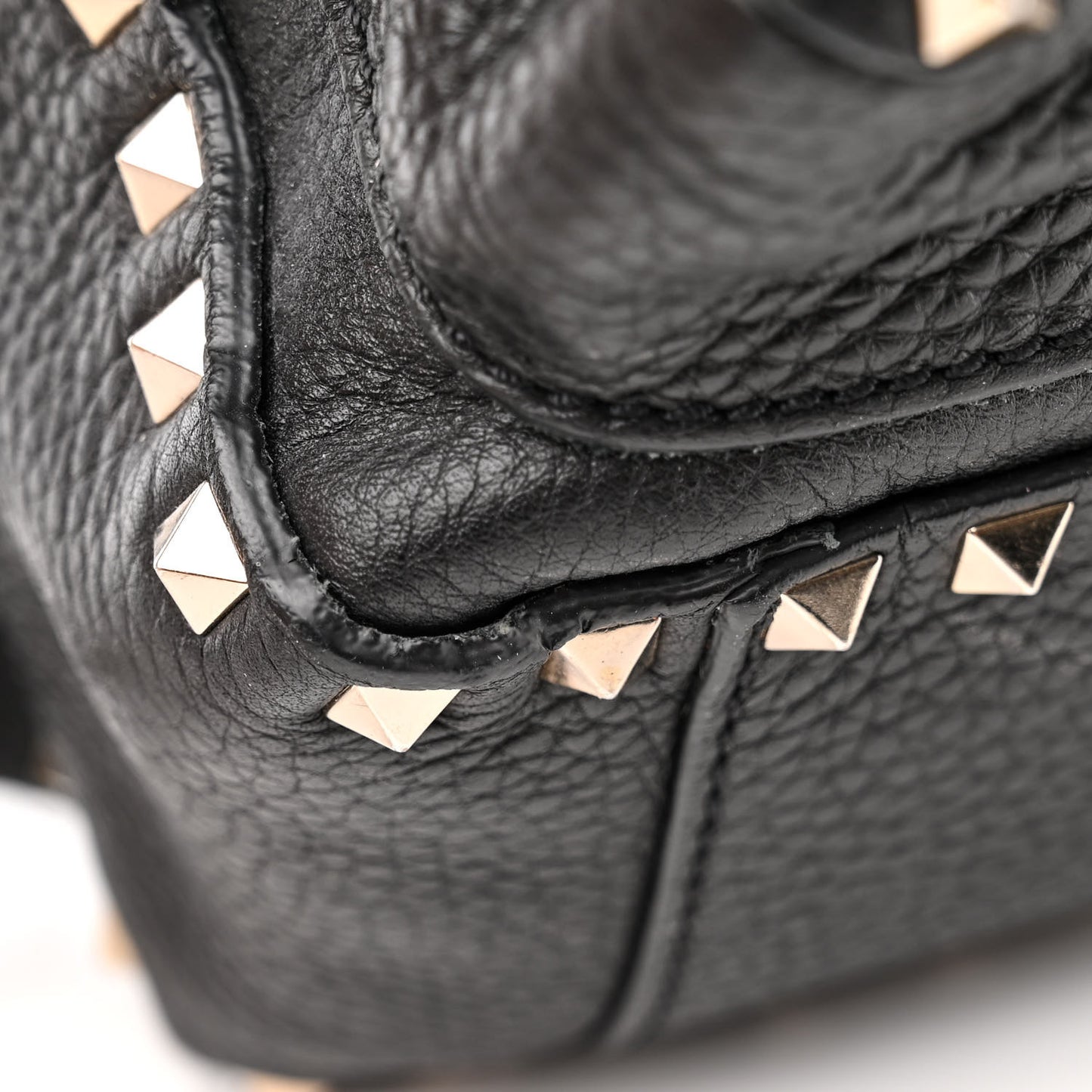 Grained Calfskin Medium Rockstud Backpack Black