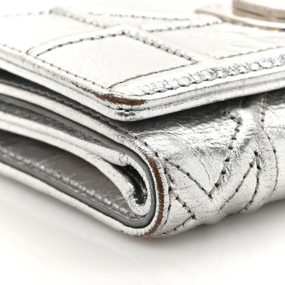 Christian Dior Ceramic Effect Deerskin Cannage Diorama Elancee Wallet Silver 9 of 13