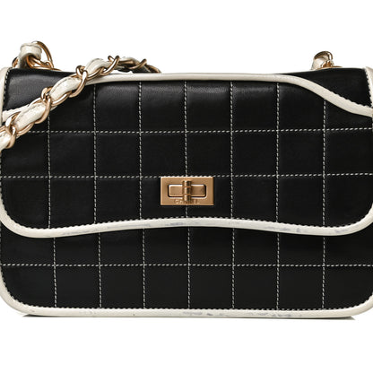 Chanel Caviar Square Stitched Small Flap Black White 8 of 19