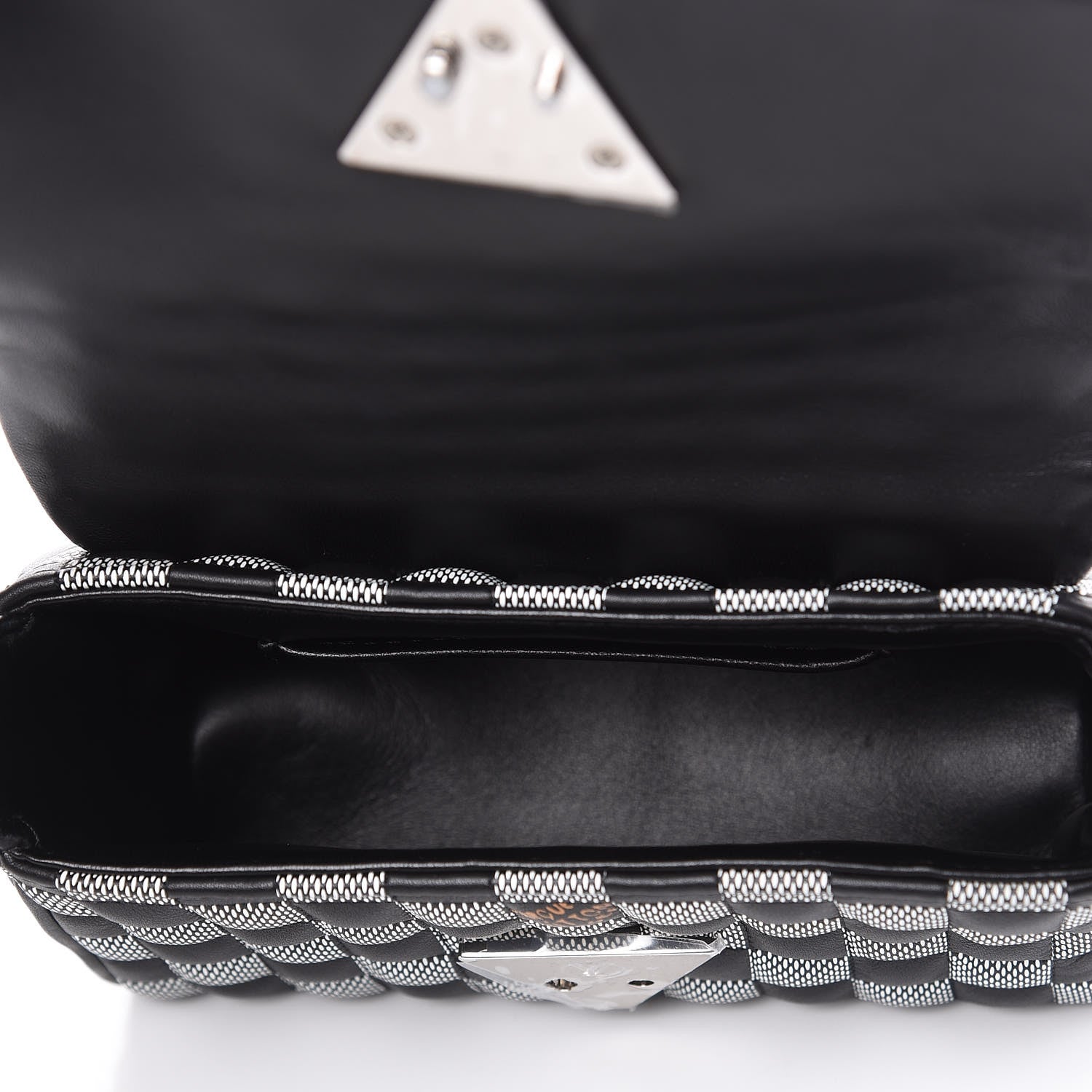 Louis Vuitton Calfskin Damier Twist Shoulder Bag BB Black White 5 of 9
