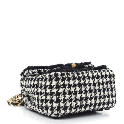 Chanel Shearling Tweed Quilted Mini Square Flap Bag Black White 4 of 9