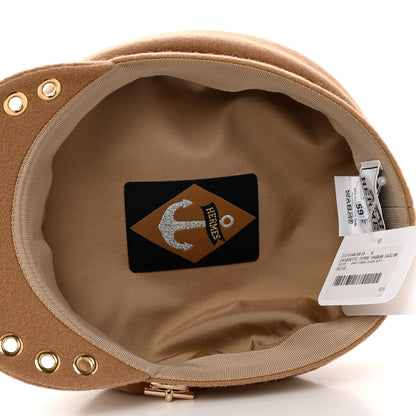 Hermes Wool Womens Vauban Cap Sailor 59 Beige 7 of 8