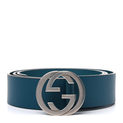 Gucci Calfskin Interlocking G Belt 100 40 Teal 1 of 5