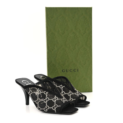 Gucci Tela Retino Kid Scamosciato Crystal GG Monogram Square G 95mm Slide Sandals 35 Black 9 of 9