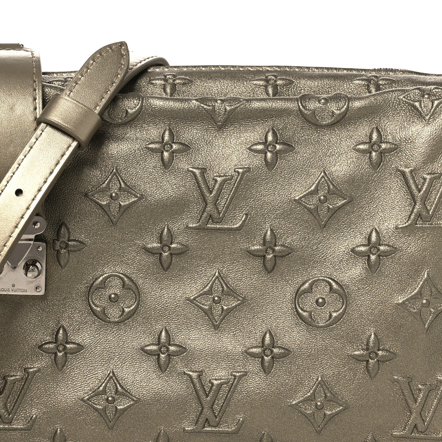 Louis Vuitton Calfskin Debossed Monogram Side Trunk Light Gold 8 of 12