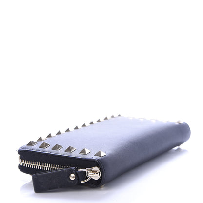 Valentino Garavani Calfskin Rockstud Zip Around Wallet Black 4 of 6