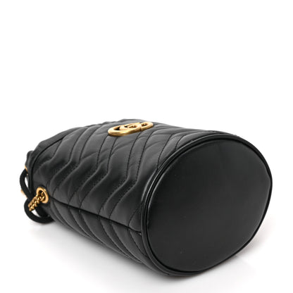 Gucci Calfskin Matelasse Mini GG Marmont 2.0 Bucket Bag Black 4 of 9