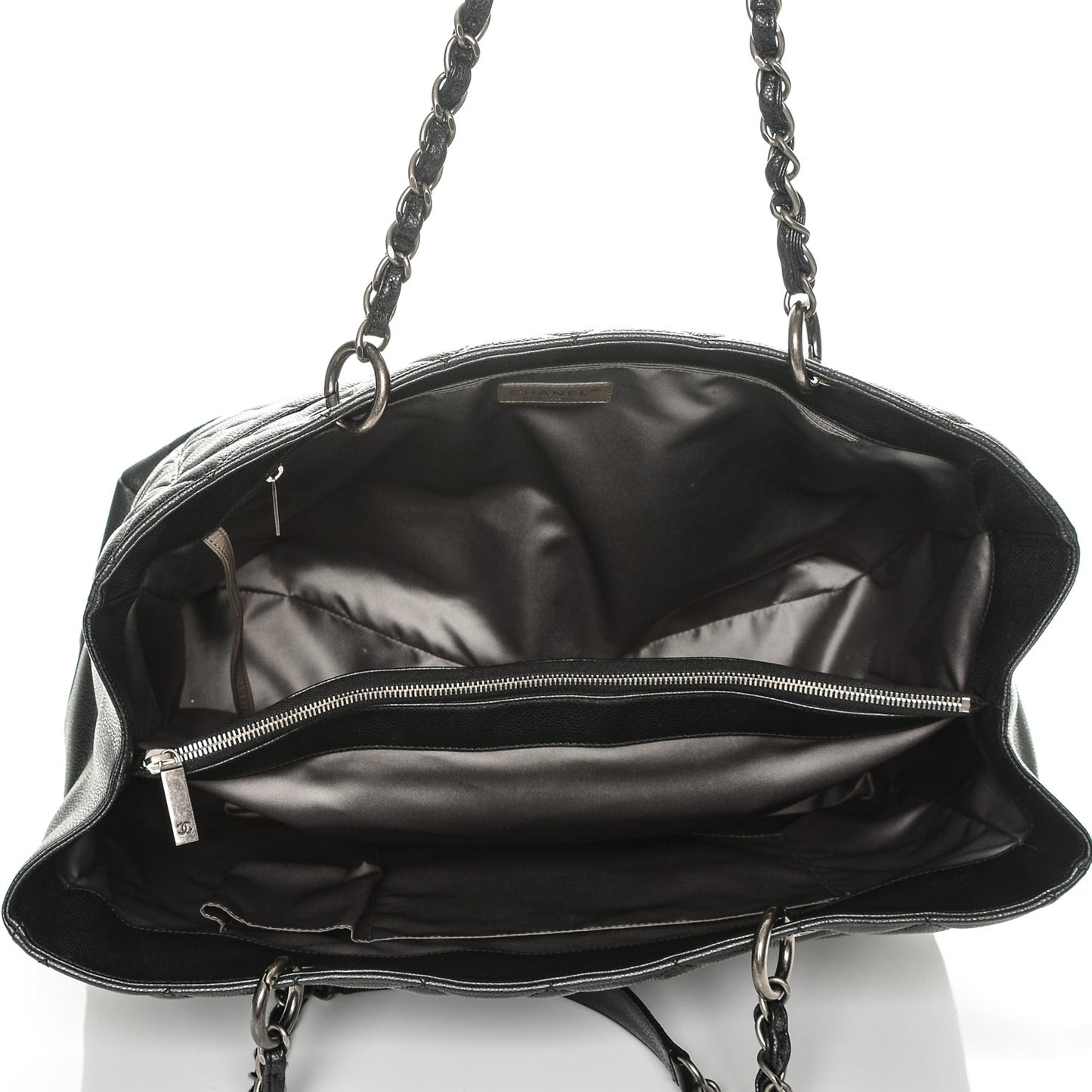 Caviar Quilted XXL Grand Shopping Tote GST Dark Grey