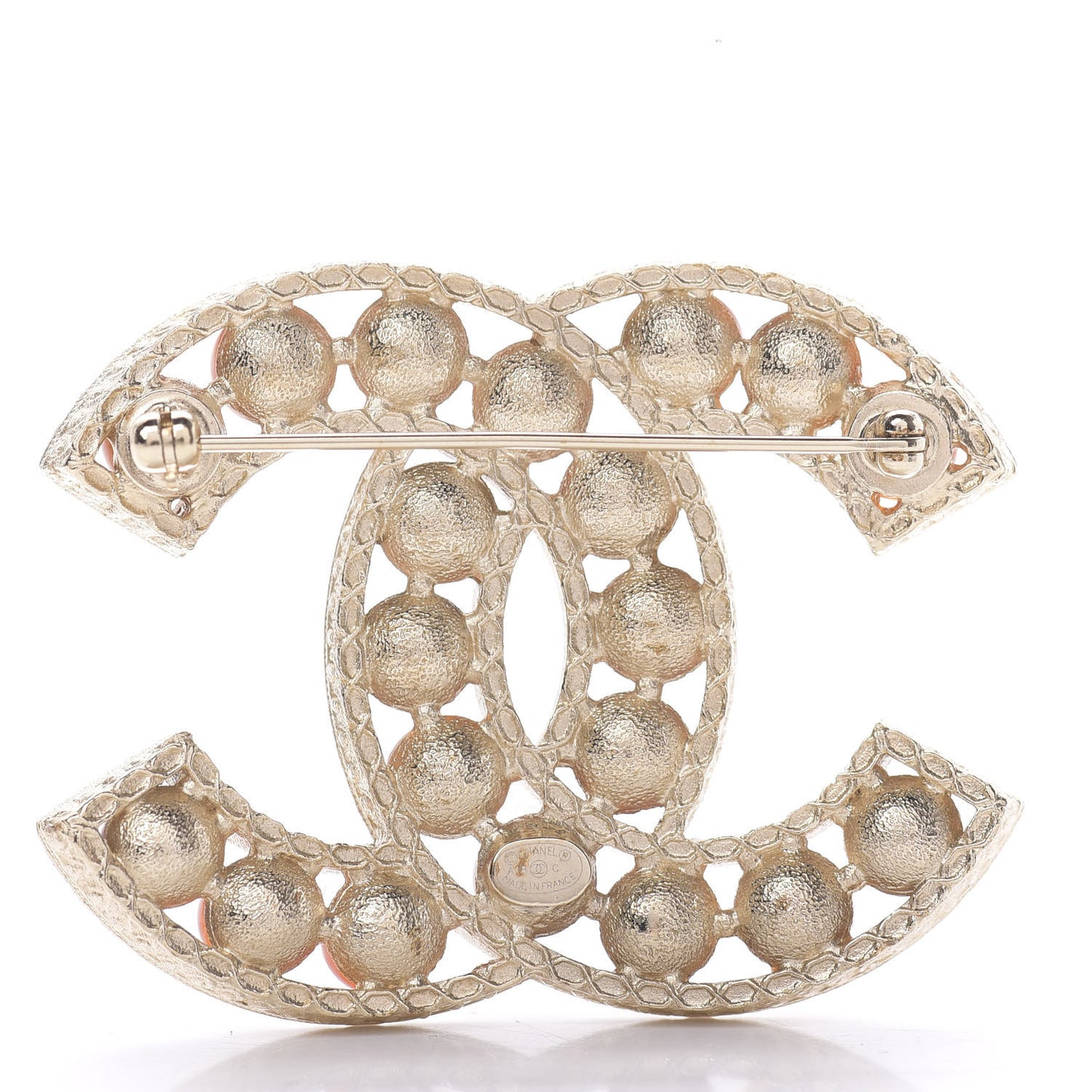 Bead CC Brooch Gold Orange