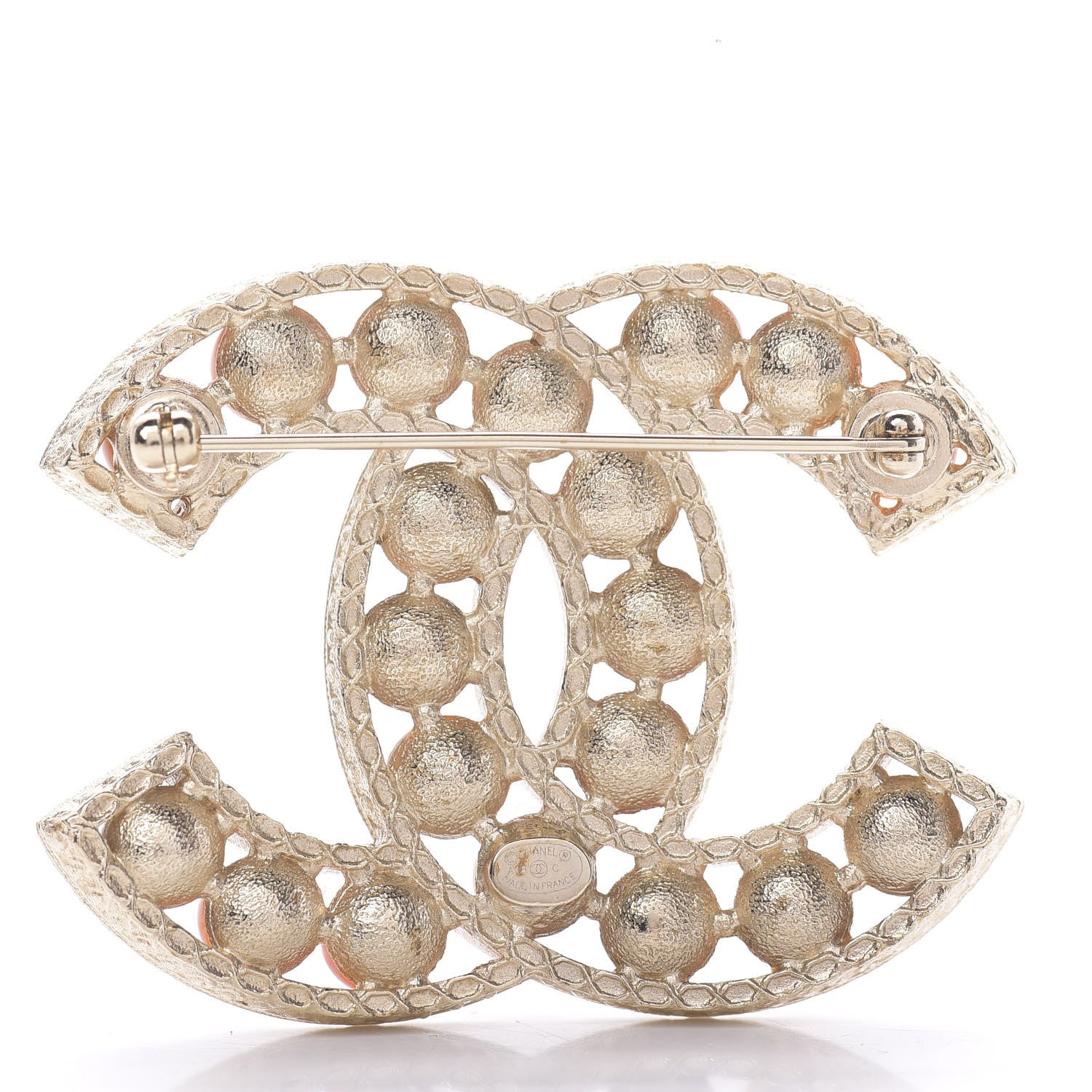 Chanel Bead CC Brooch Gold Orange 3 of 5