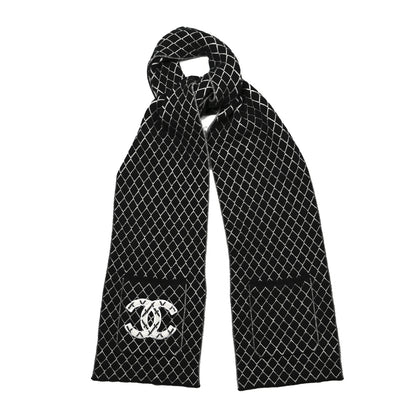 Chanel Cashmere CC Pocket Scarf Black White 1 of 4