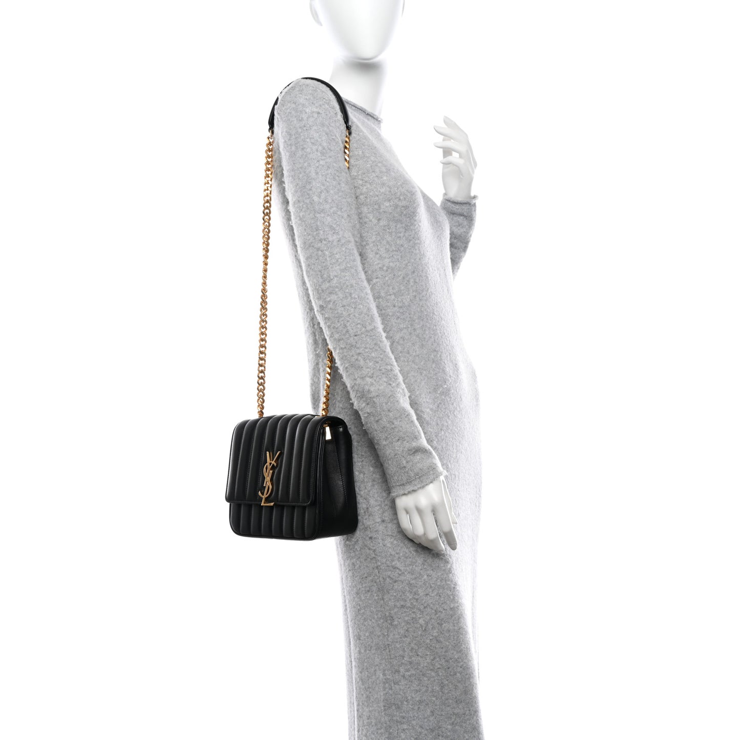 Lambskin Matelasse Monogram Medium Vicky Chain Bag Black