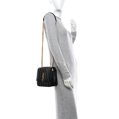 Saint Laurent Lambskin Matelasse Monogram Medium Vicky Chain Bag Black 2 of 9