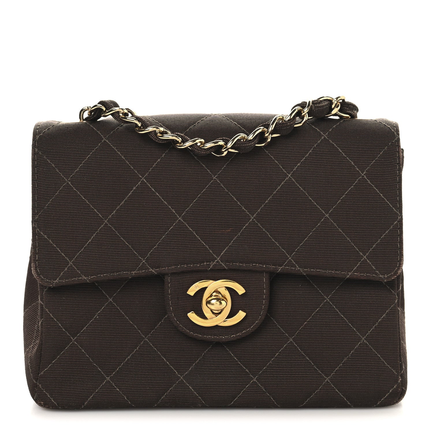 Chanel Grosgrain Quilted Mini Square Flap Brown 1 of 12