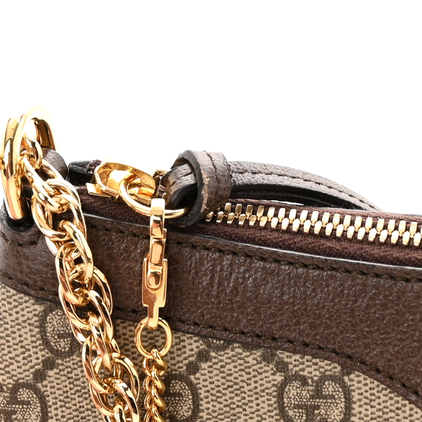 GG Supreme Monogram Textured Dollar Calfskin Web Small Ophidia GG Handbag Beige Ebony New Acero