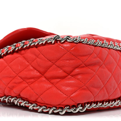 Chanel Washed Lambskin Quilted Maxi Chain Around Flap Red 9 of 12