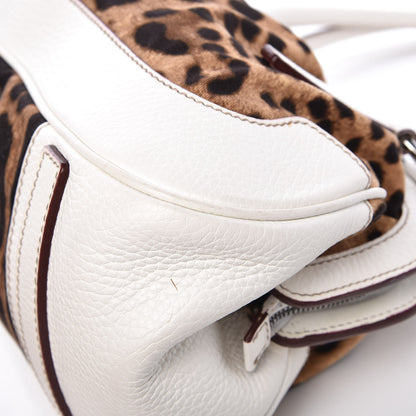 Dolce & Gabbana Calfskin Leopard Print Satchel Beige 12 of 15