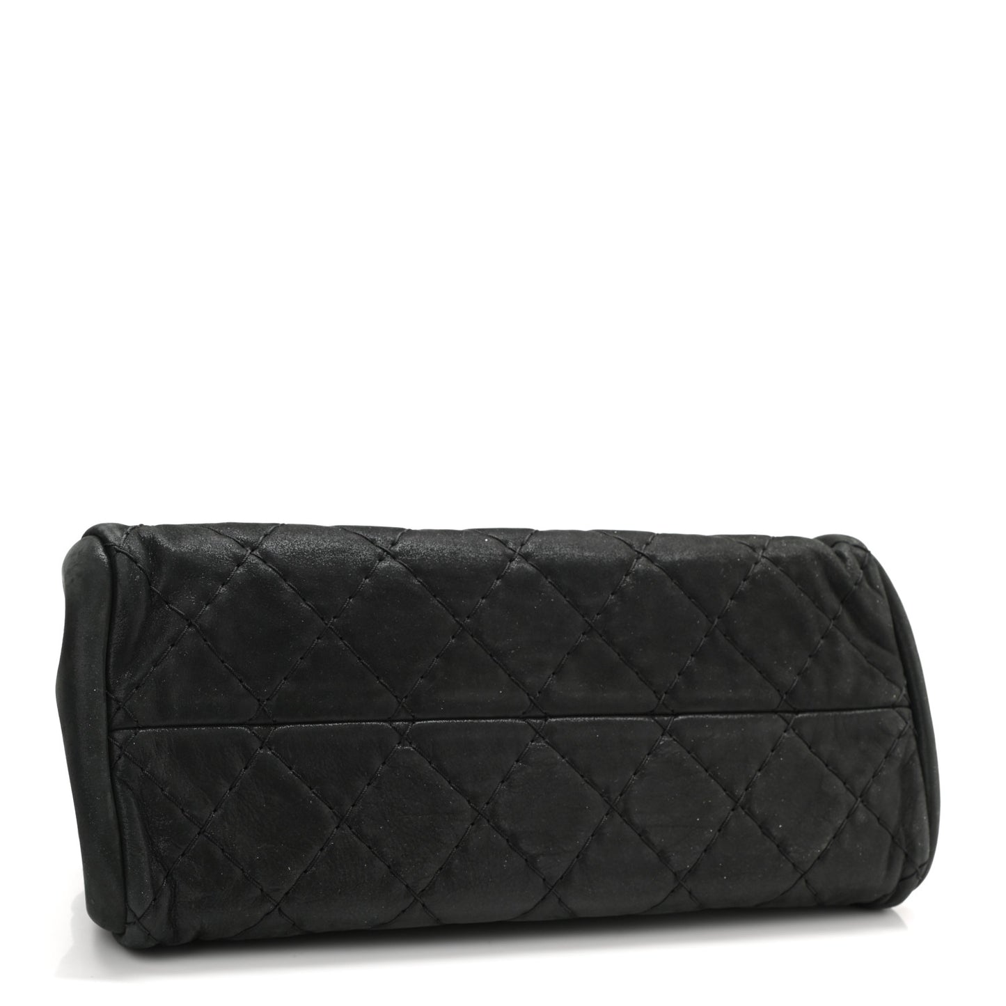 Iridescent Calfskin Stitched Just Mademoiselle Bowling Bag Black