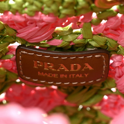 Prada Yarn Raffia Effect Crochet Mini Pouch Petal Pink Lawn Green 6 of 9