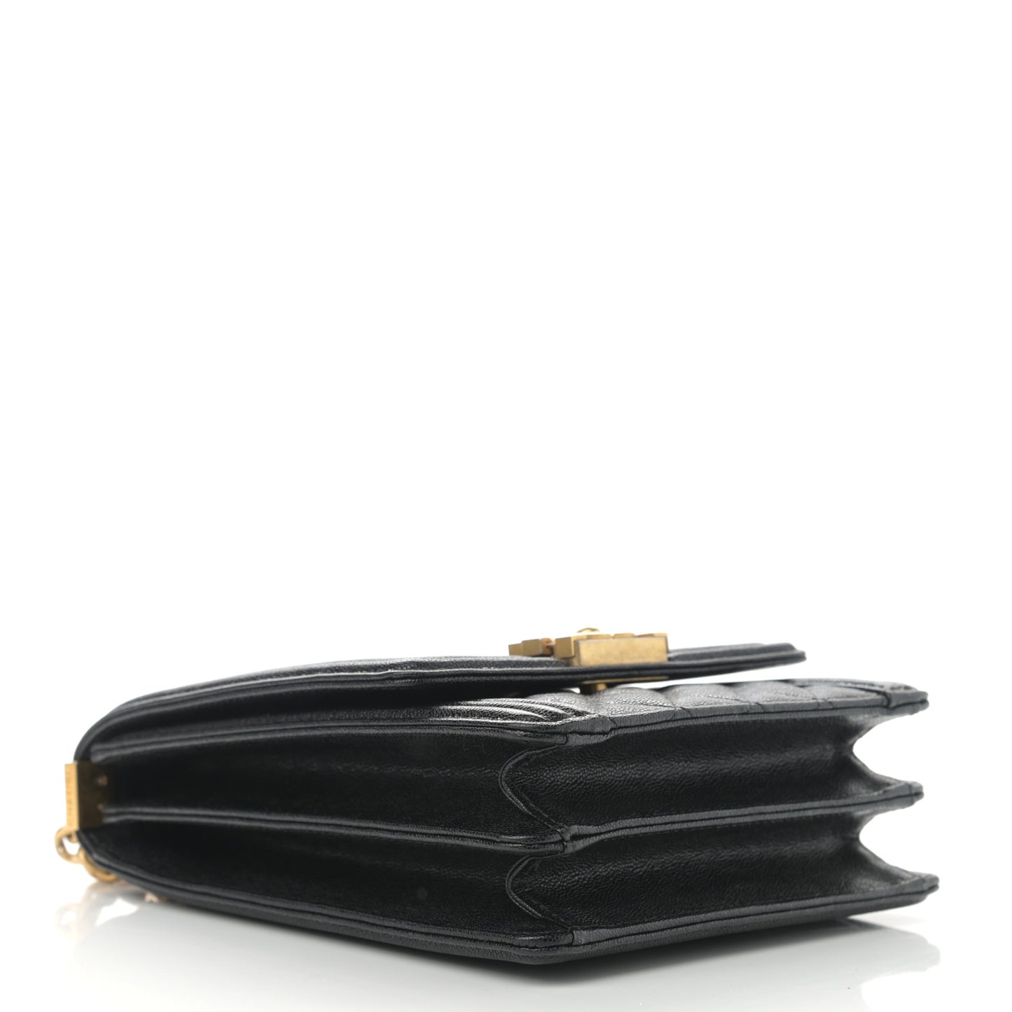 Caviar Quilted North South Boy Flap Black