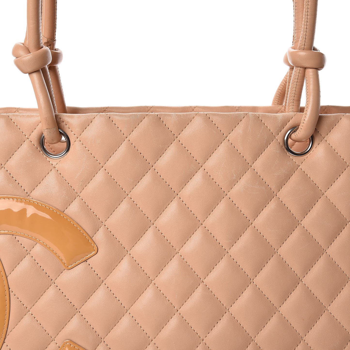 Calfskin Quilted Large Cambon Tote Beige