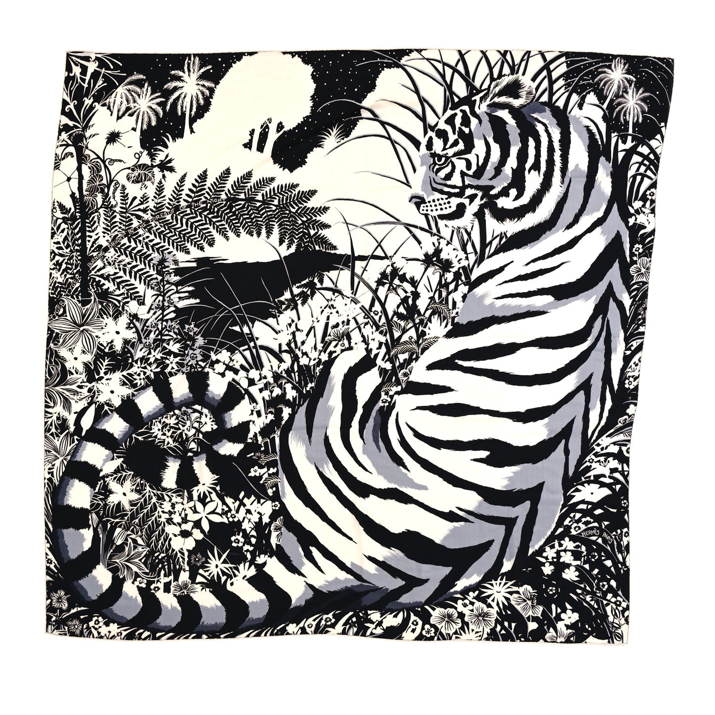 Cashmere Silk Tyger Tyger Shawl 140 Black White Gris