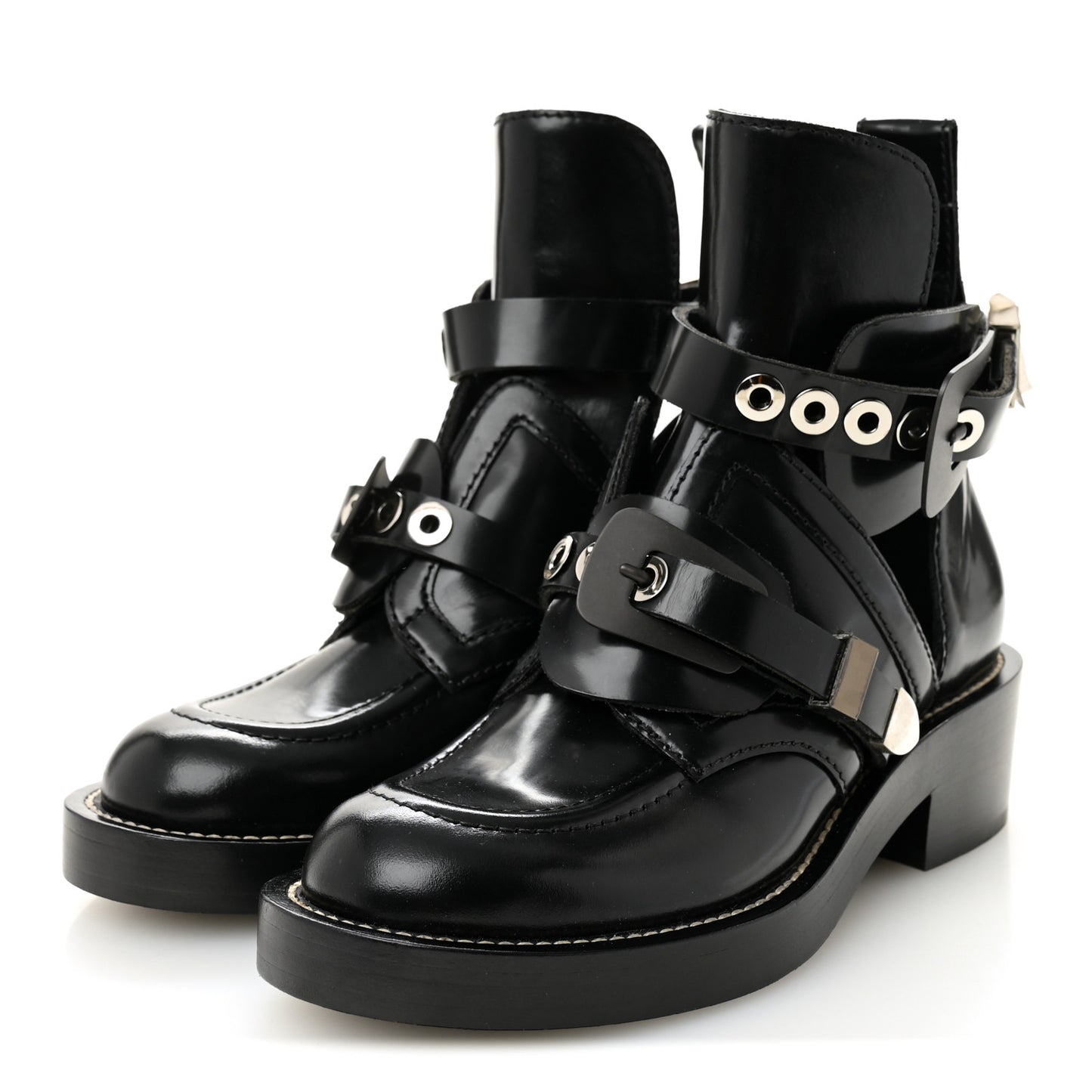 Brushed Calfskin Ceinture Ankle Boots 36.5 Black