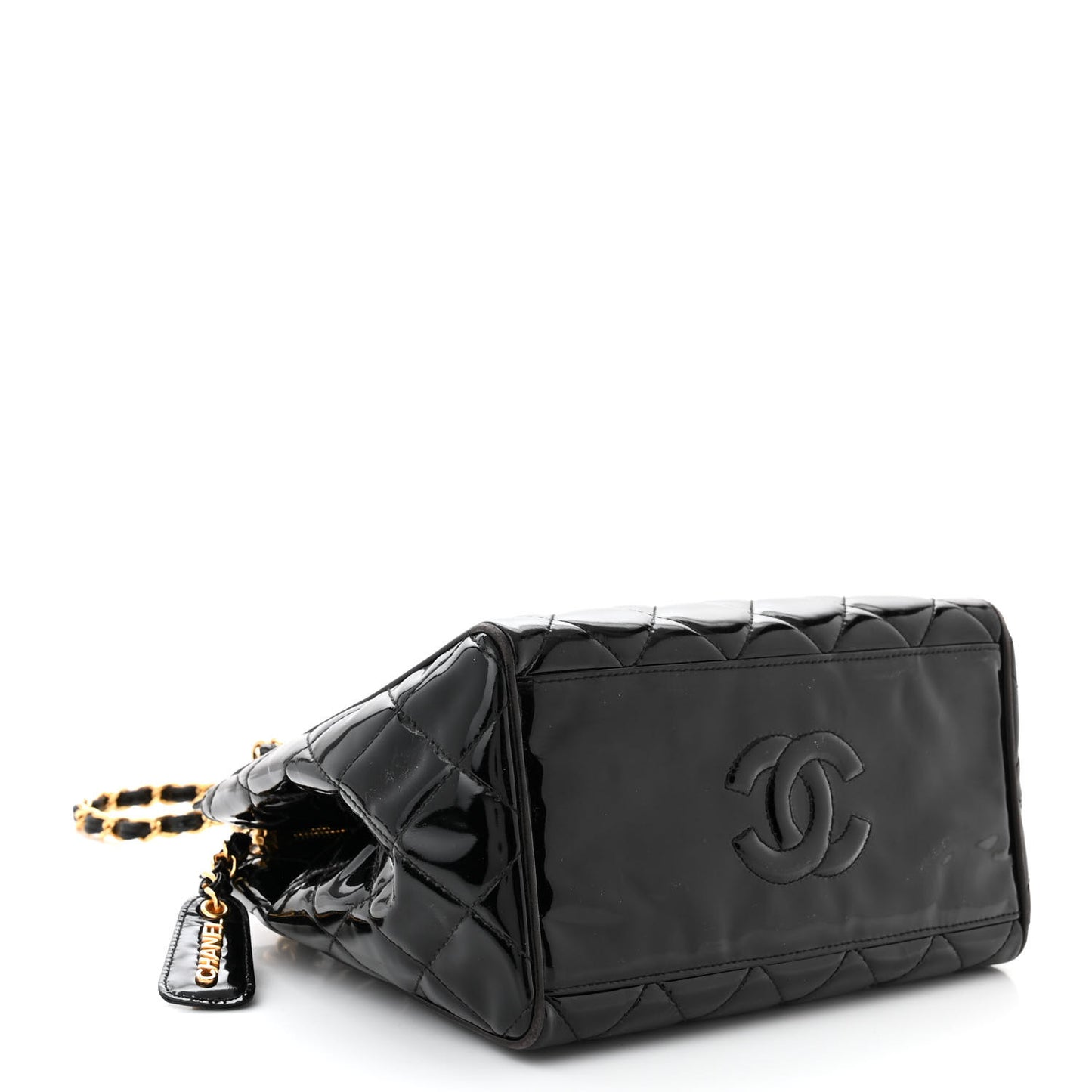 Patent Quilted CC Shoulder Bag Black
