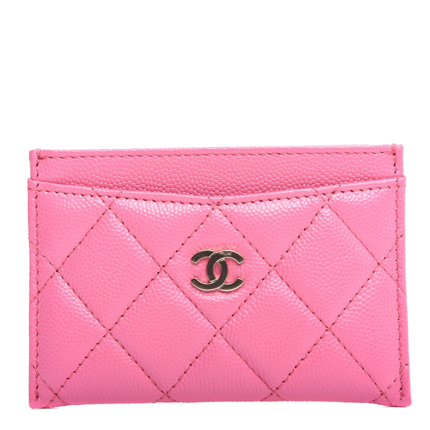 Caviar Quilted Card Holder Pink