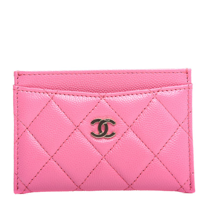 Chanel Caviar Quilted Card Holder Pink 1 of 9